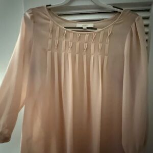 LOFT Light Pink Pleated Blouse